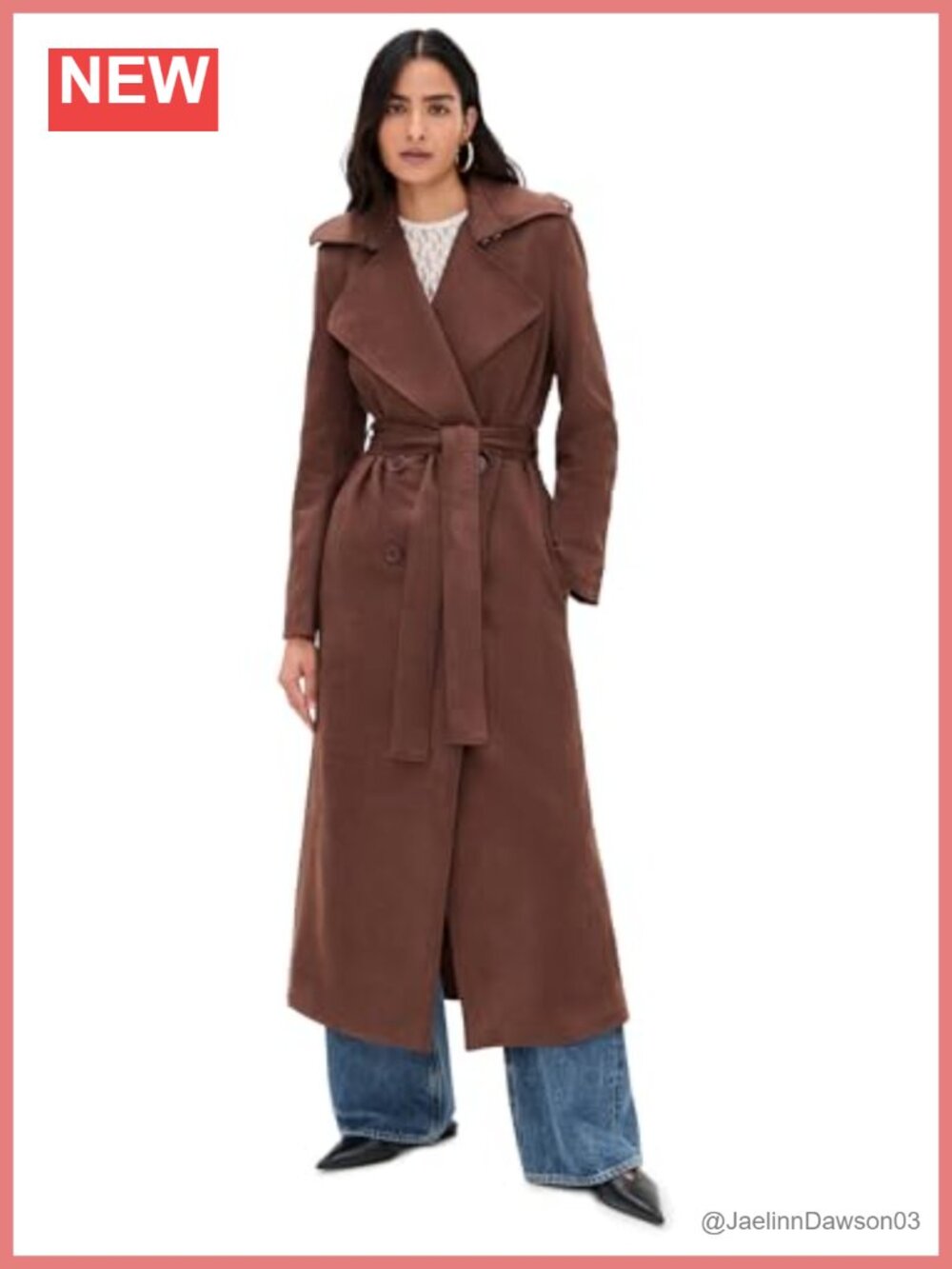 Faux Suede Trench Coat Classic Long Sleeve Double Breasted Mild Weather